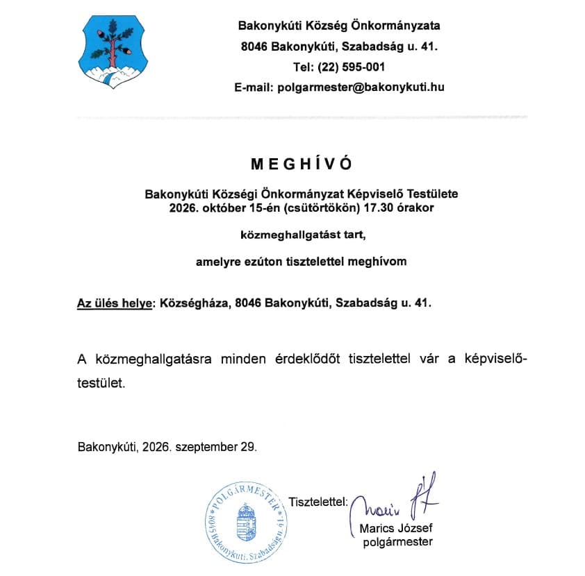 Meghívó közmeghallgatásra